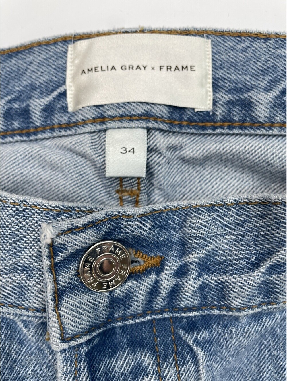 FRAME Amelia Gray The Pixie Gray Jeans 34 Low Rise Wide Leg Blue Wash - Picture 5 of 10